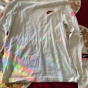 Nike Men’s White Long Sleeve Tee with Racing Graphics